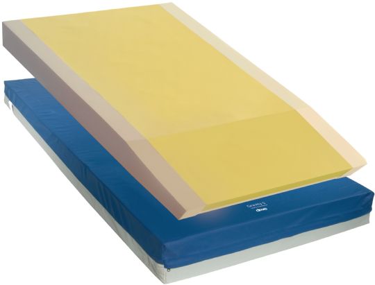 Mattress shown with and without cover